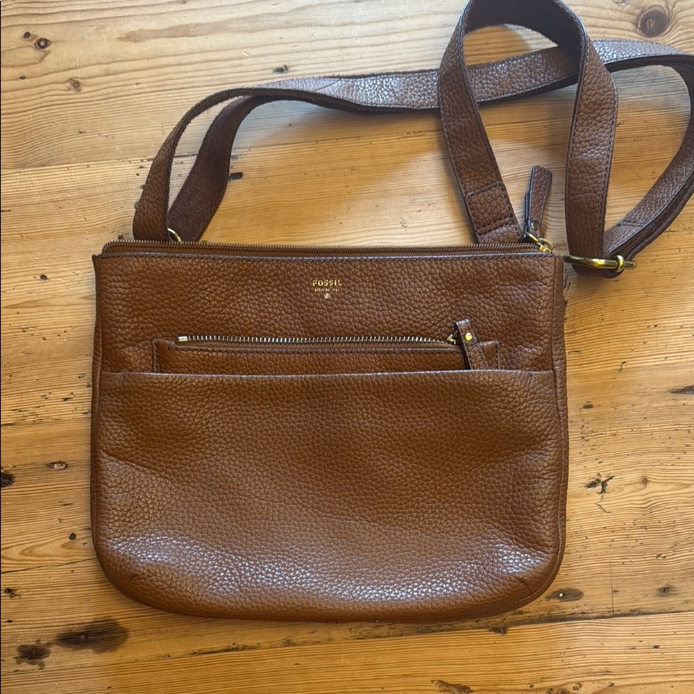Fossil Brown Cow Hide Leather Crossbody Bag